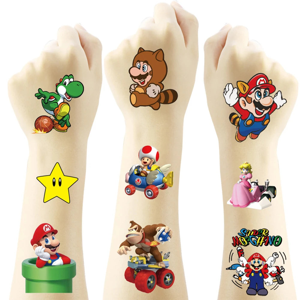 Lot de 20 autocollants de tatouage temporaires Super Mario.